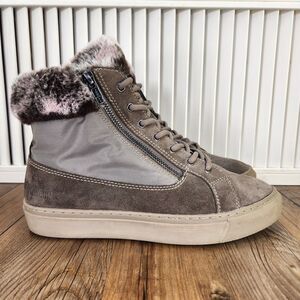 Cougar Dublin Women's 8 Brown Suede Faux Fur Lined Side Zip Ankle Sneaker Boots
